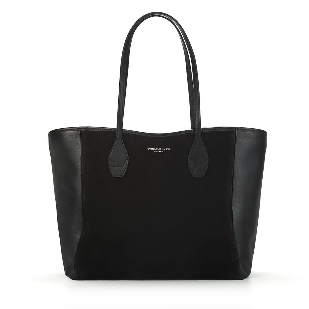 black suede tote