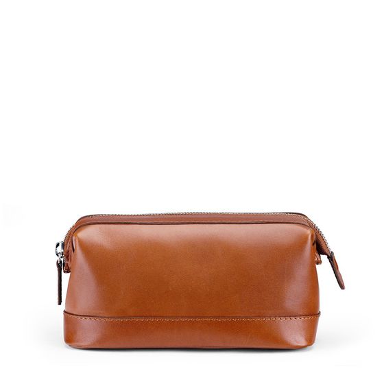 small leather toiletry bag