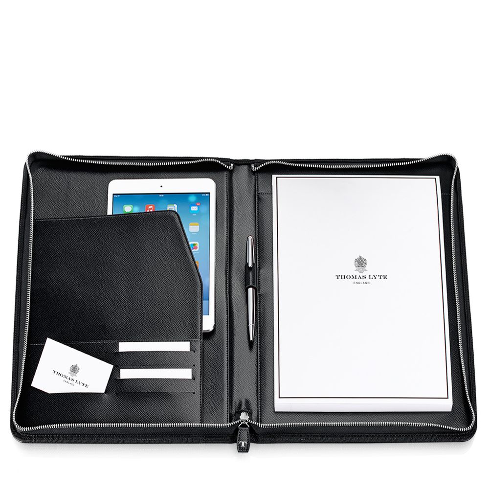 Kenley Document Folio Grained Leather Black Portfolio Thomas Lyte